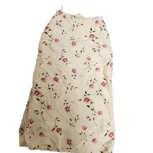 Petite Sophisticate Floral Maxi Skirt Size 4 Cream Pink Silk Blend